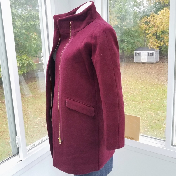 24 Hour Price drop J.Crew Wine Italian Stadium Wool Cocoon Coat Size8 - Picture 7 of 13